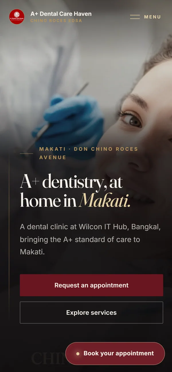 A+ Dental Care Haven mobile interface